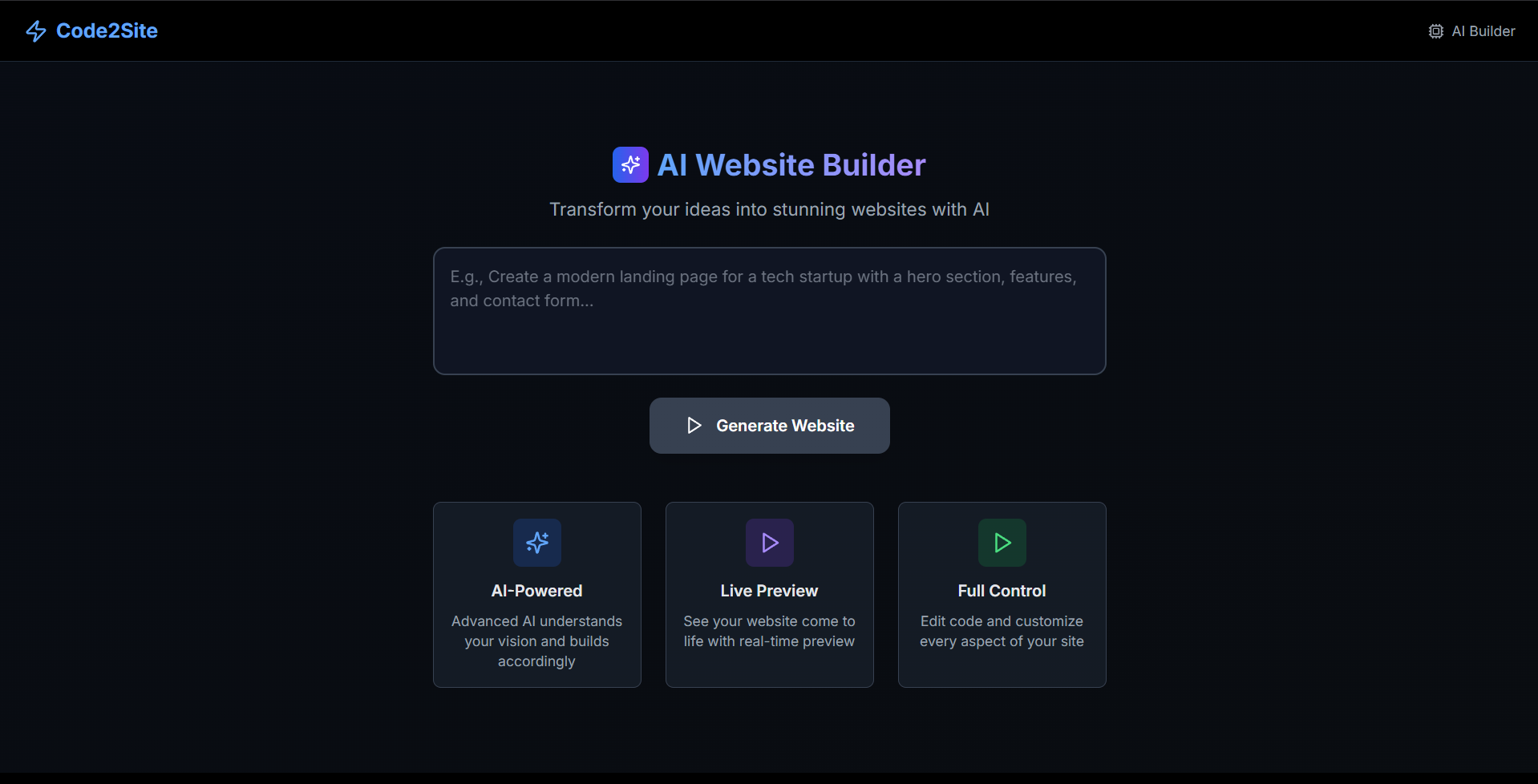 Code2Site screenshot 1
